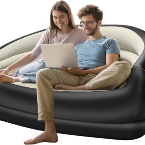 Inflatable Sofa, Air Flocking Couch Loveseat for Outdoor Camping