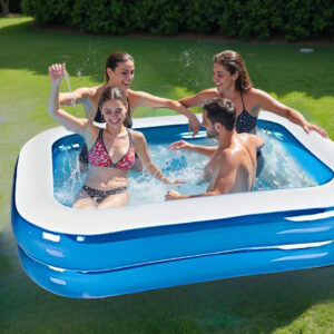 Rectangular 2 Ring Inflatable Swimming Pool PVC Pool for Adult Swimming Pool